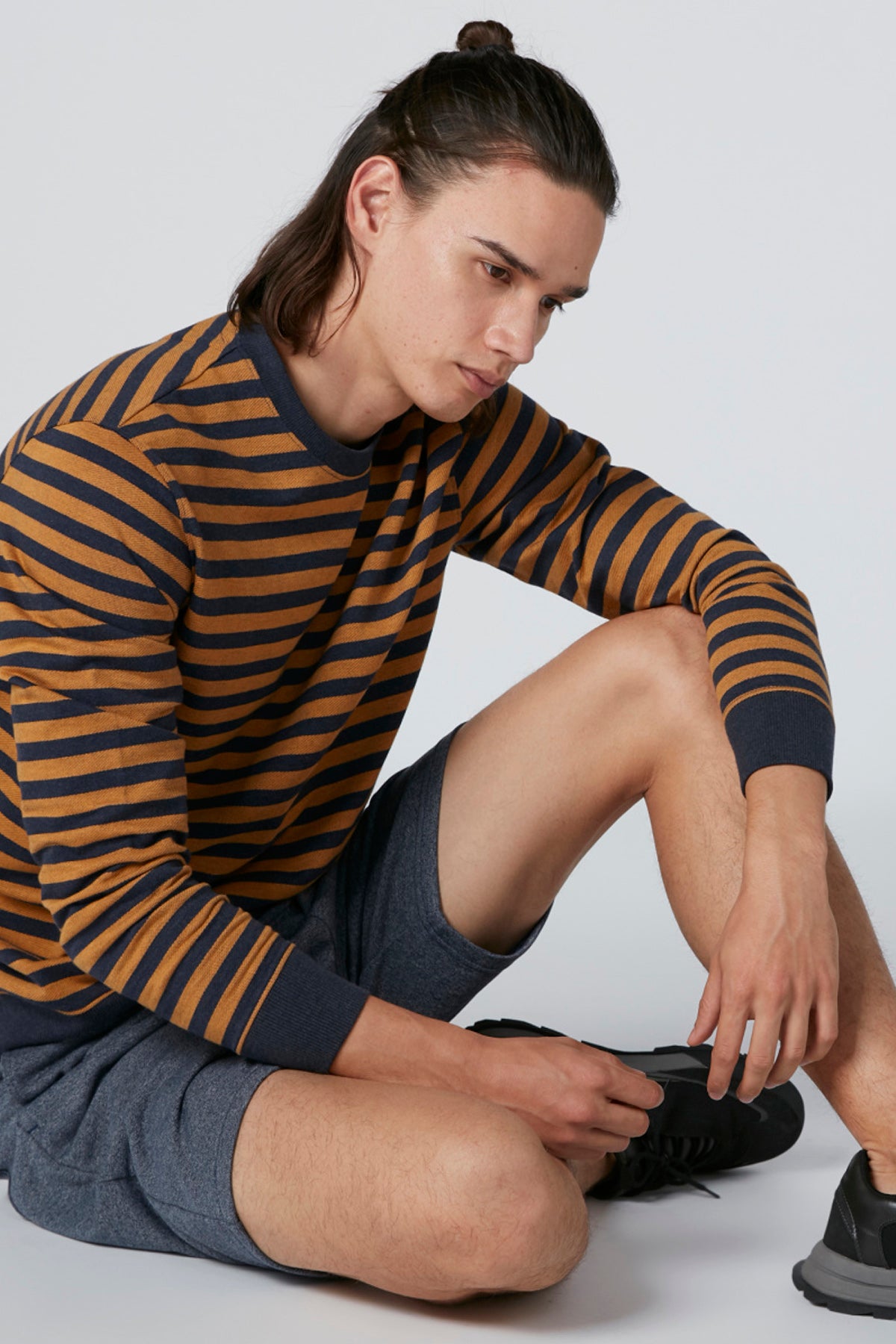 Striped Sweatshirt with Round Neck