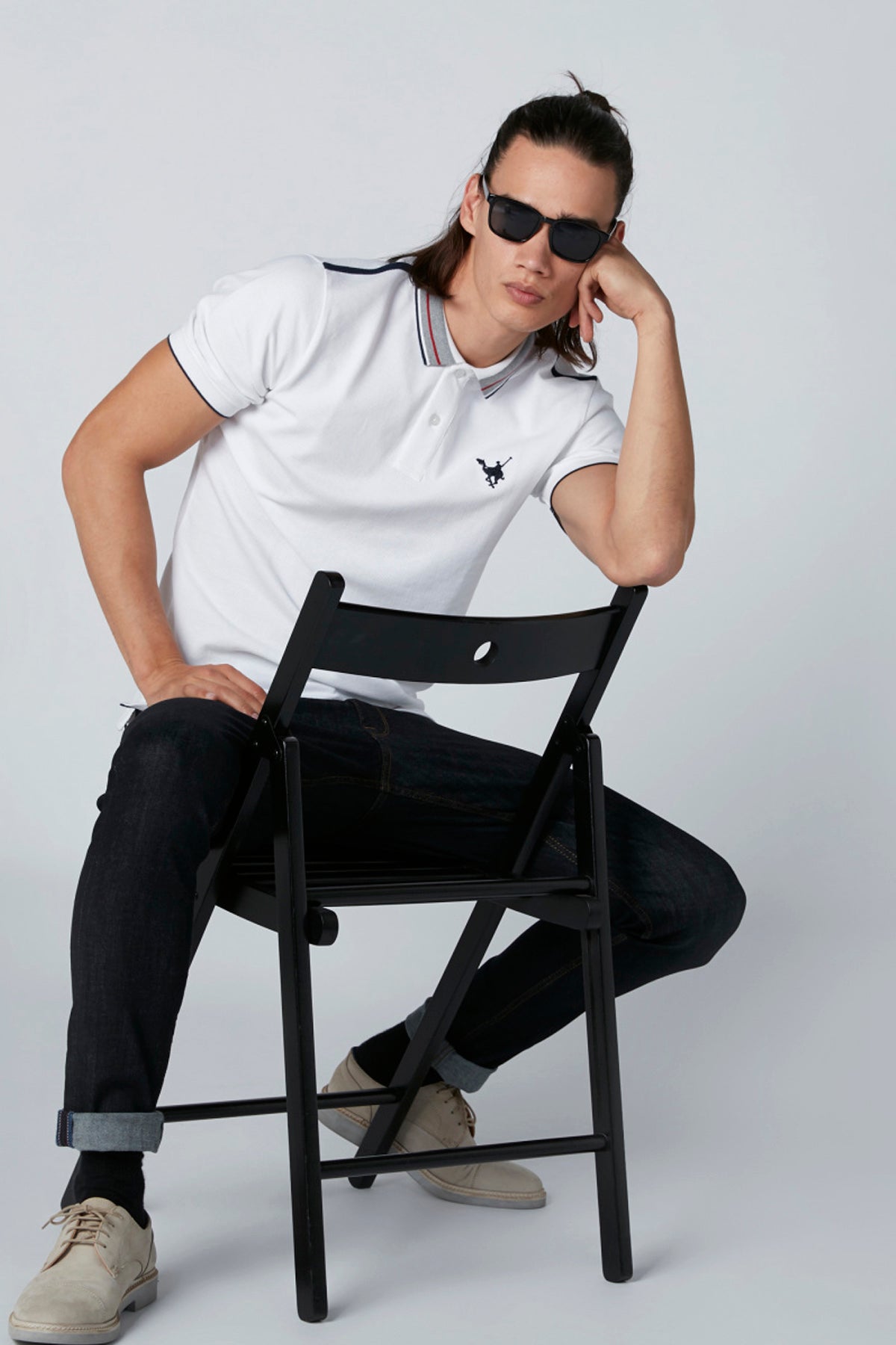Polo Neck T-Shirt with Short Sleeves and Embroidery