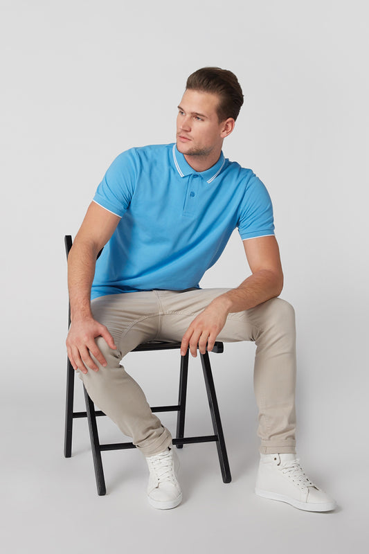 Tipping Detail Polo Neck T-Shirt with Short Sleeves