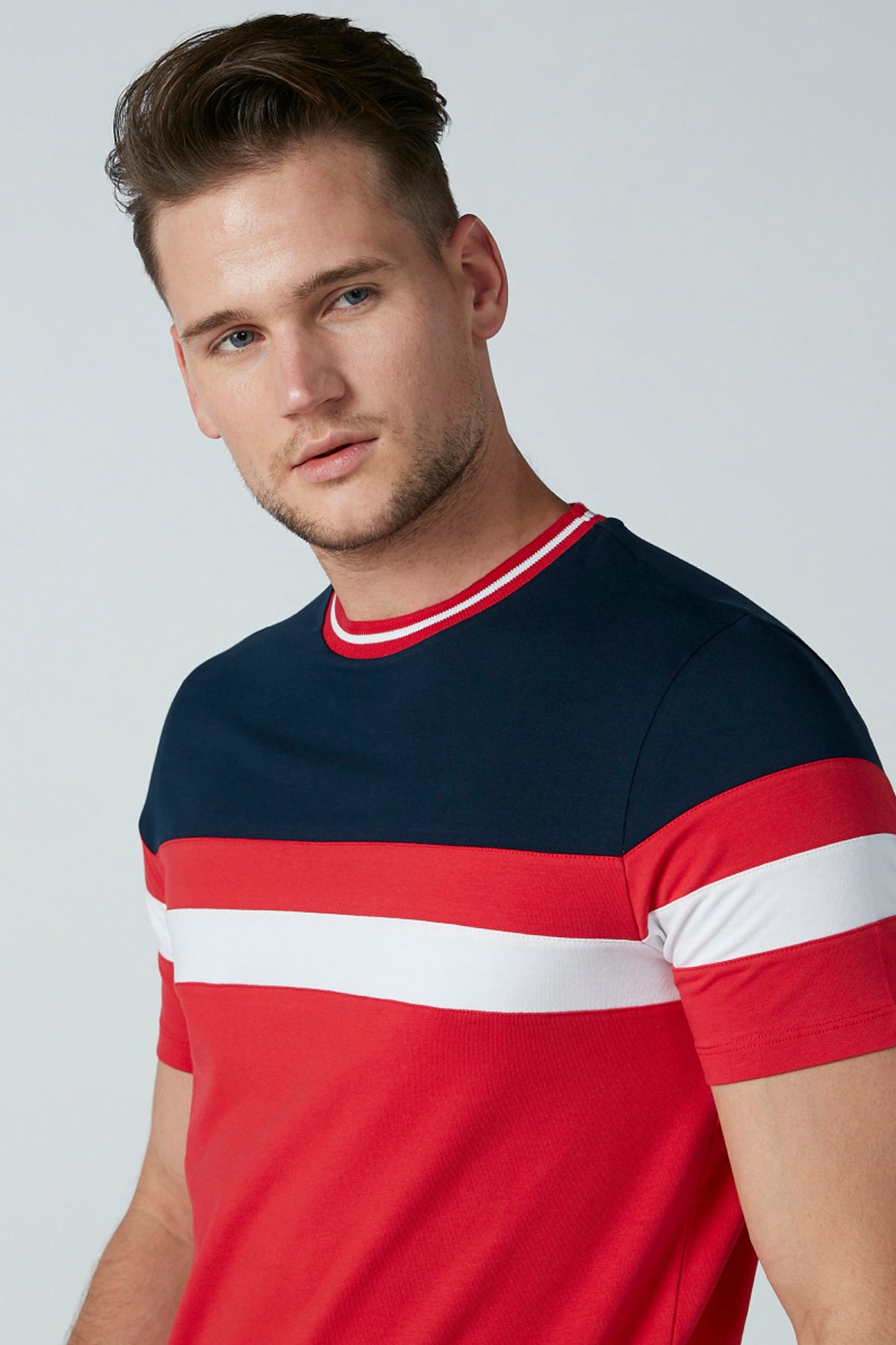 Colourblock Slim-Fit T-Shirt with Crew Neck