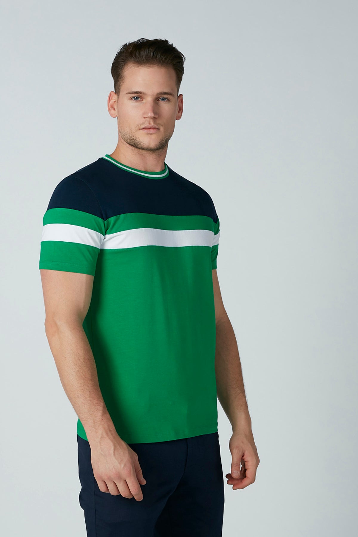 Colourblock Slim-Fit T-Shirt with Crew Neck