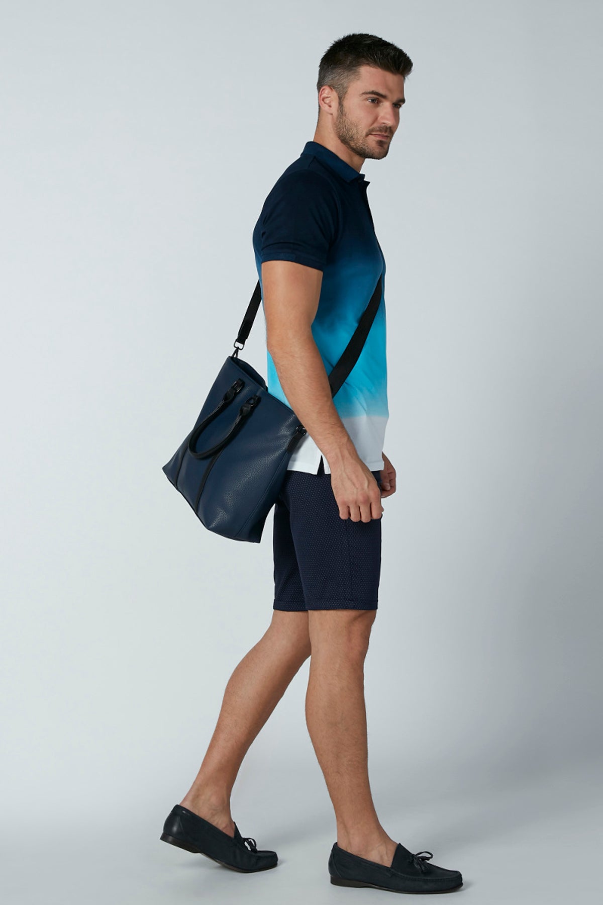 Printed T-shirt with Polo Neck and Short Sleeves