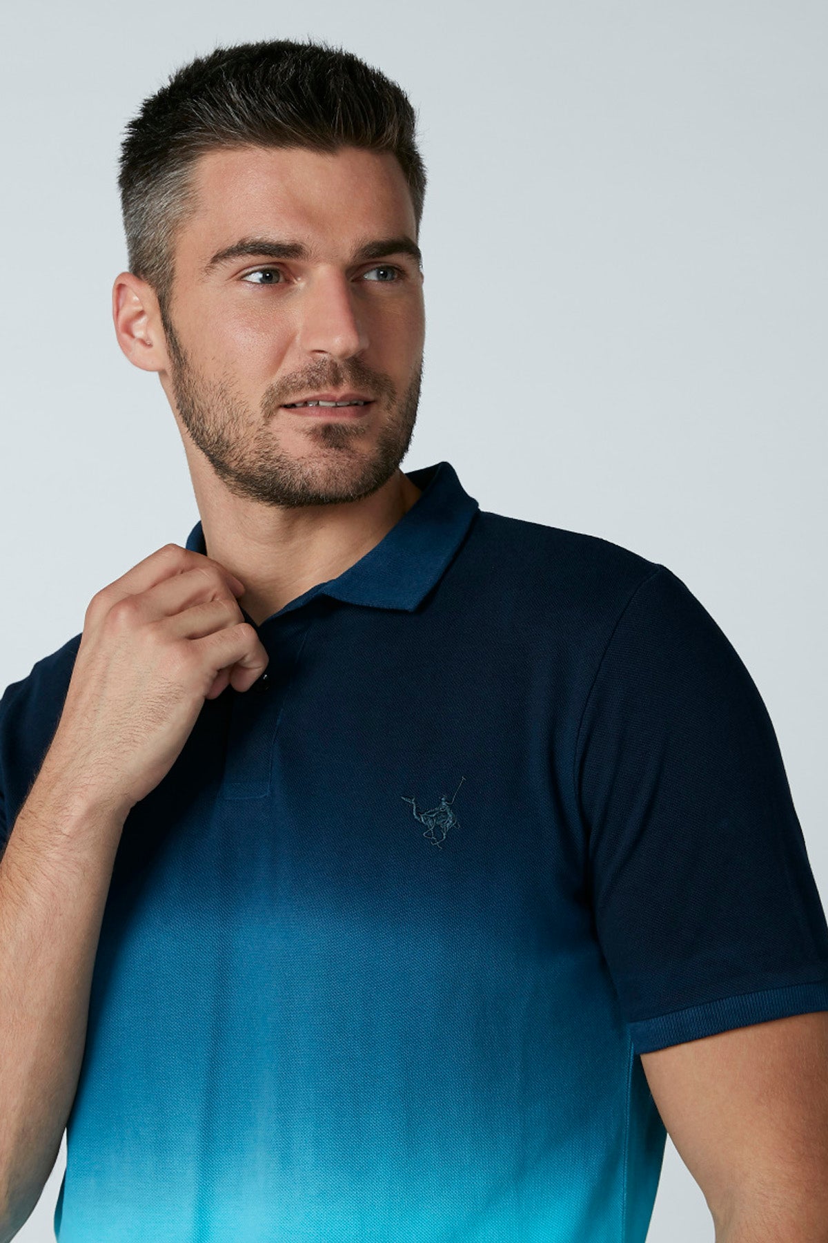 Printed T-shirt with Polo Neck and Short Sleeves