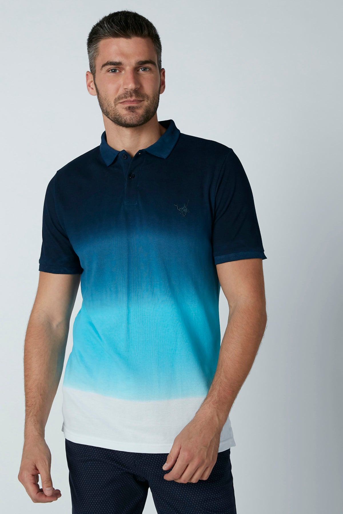 Printed T-shirt with Polo Neck and Short Sleeves