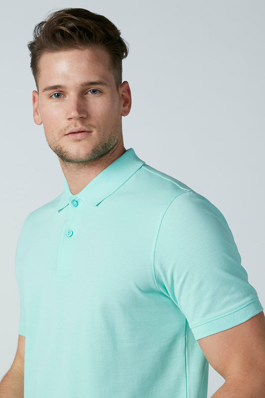 Solid T-Shirt with Polo Neck and Short Sleeves