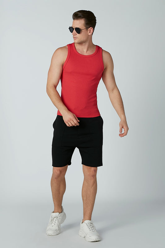 Textured Sleeveless Vest with Scoop Neck