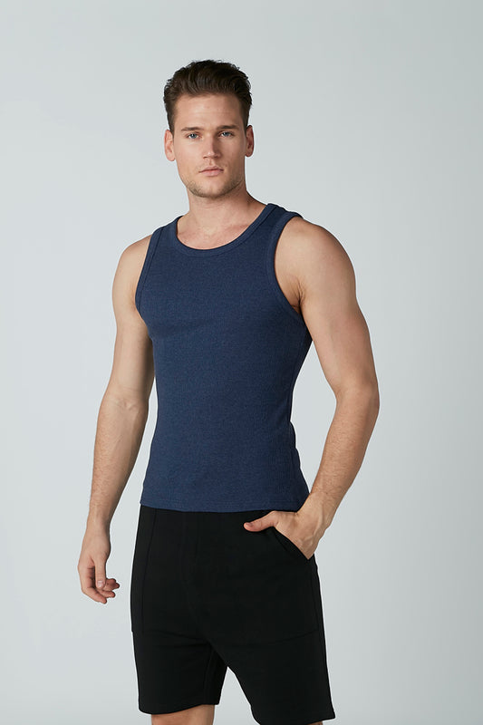 Textured Sleeveless Vest with Scoop Neck