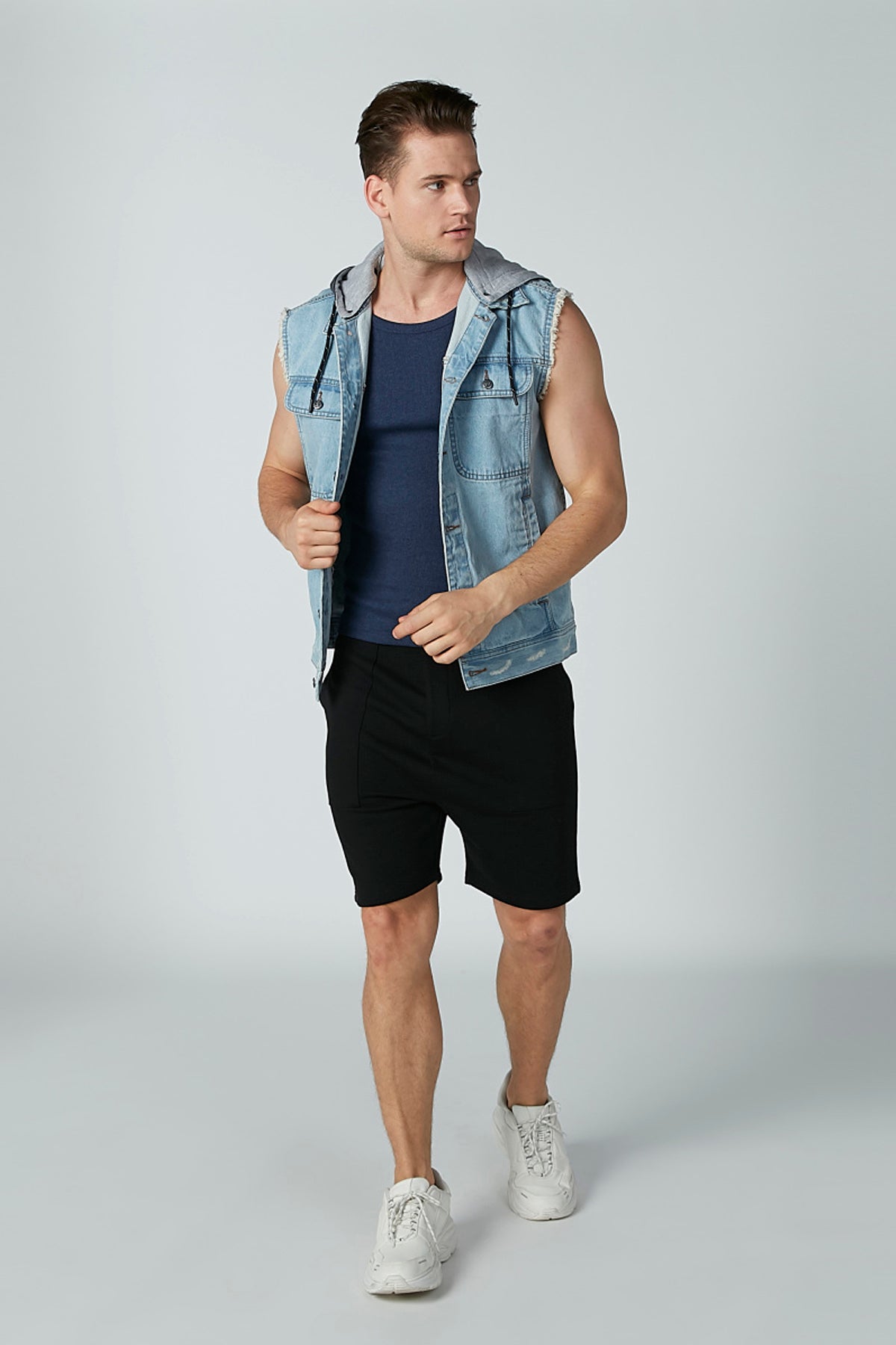 Textured Sleeveless Vest with Scoop Neck