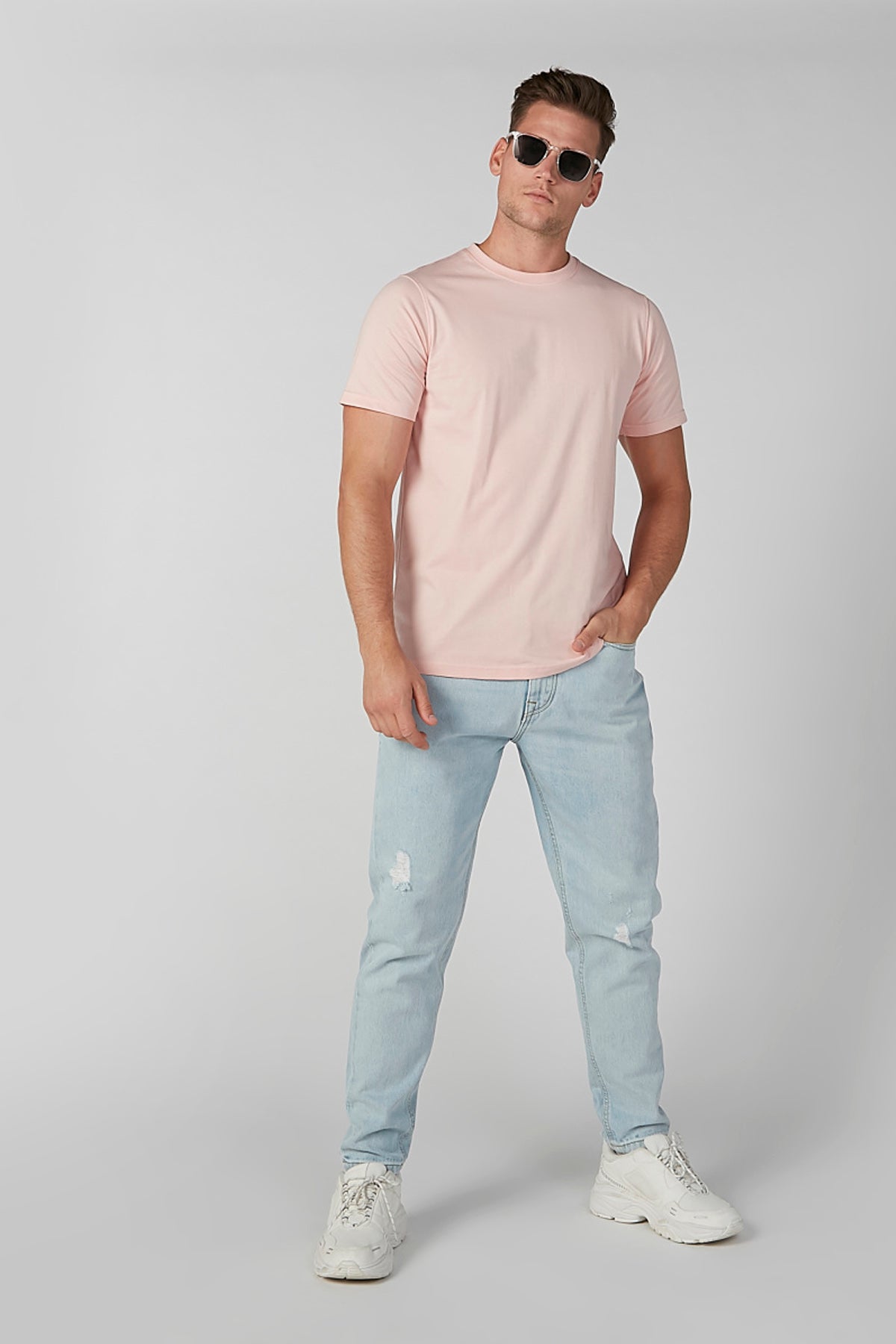 Solid Round Neck T-shirt with Short Sleeves