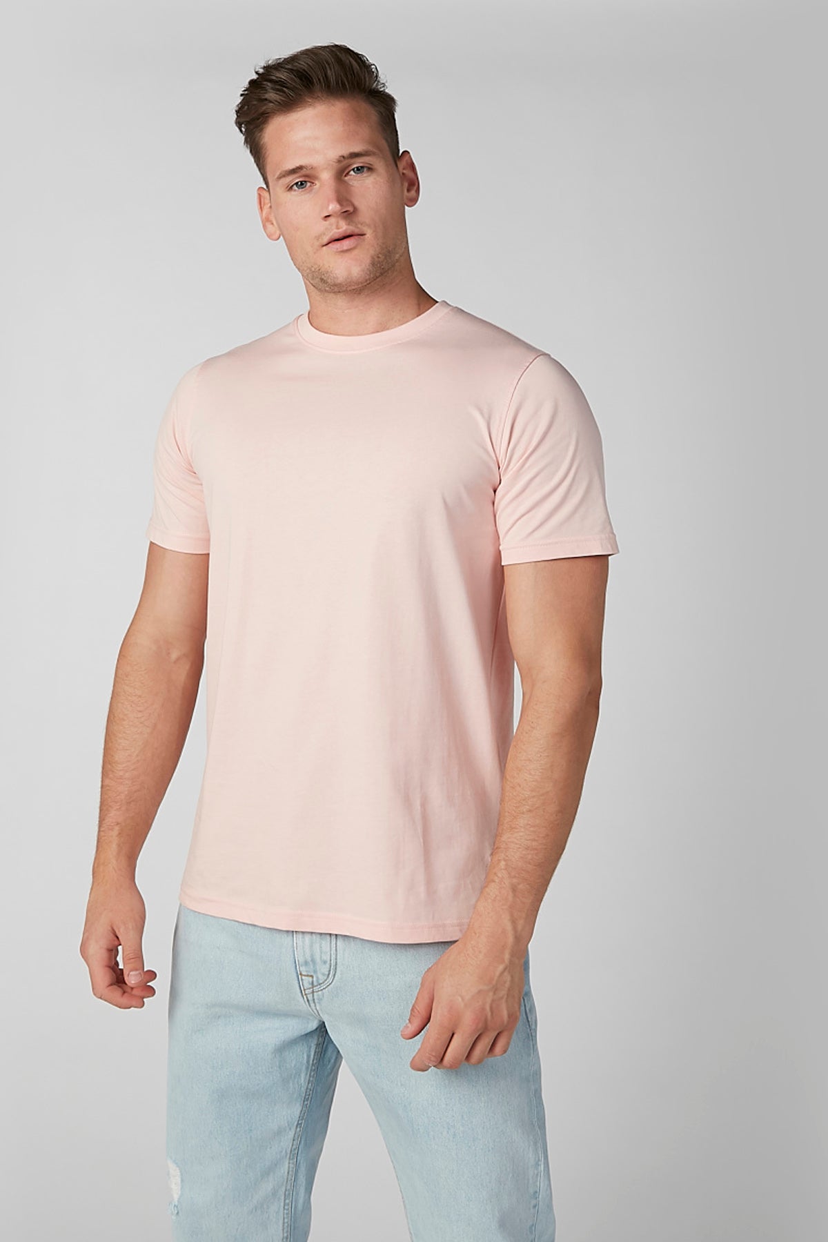 Solid Round Neck T-shirt with Short Sleeves