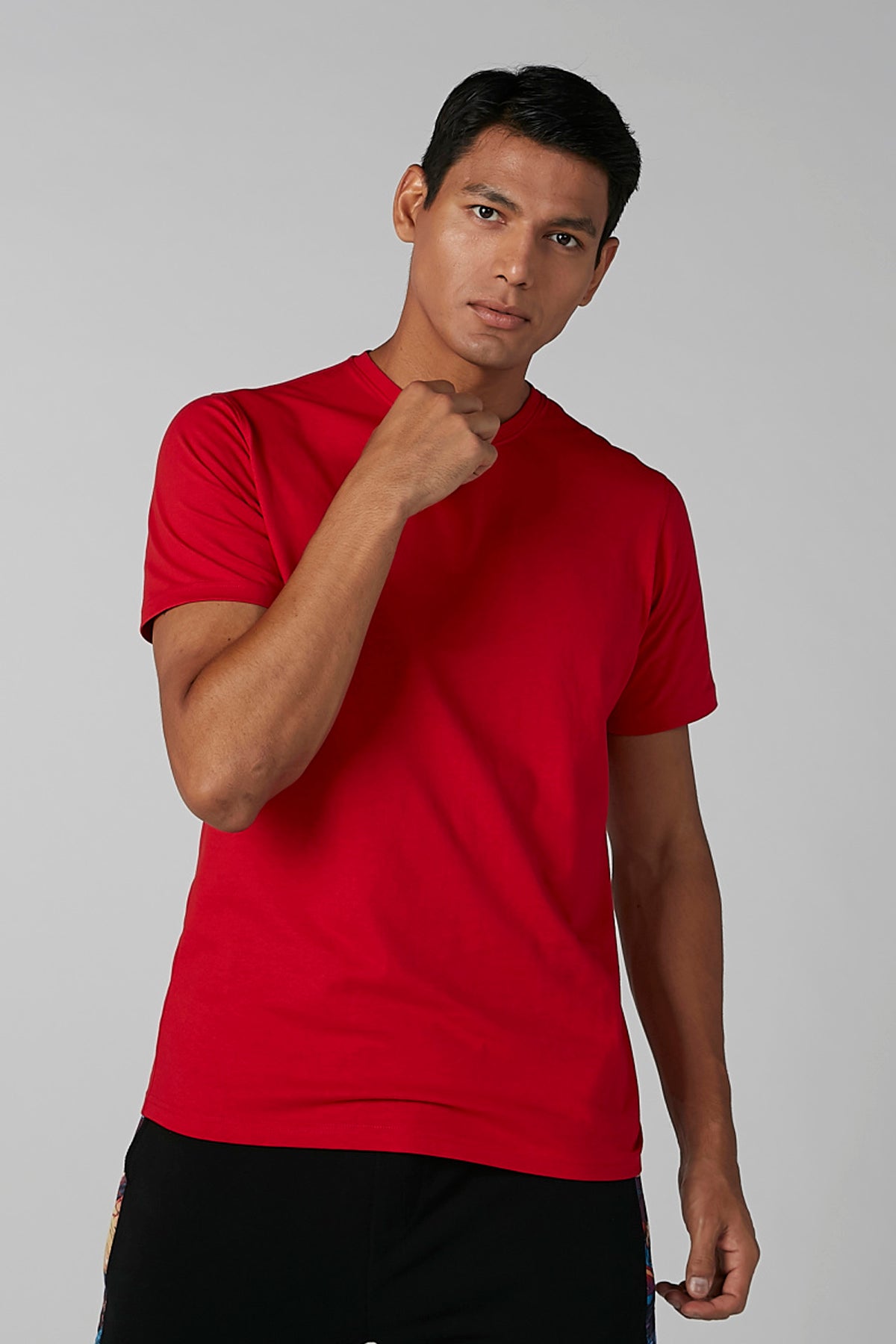 Plain T-shirt with Round Neck and Short Sleeves