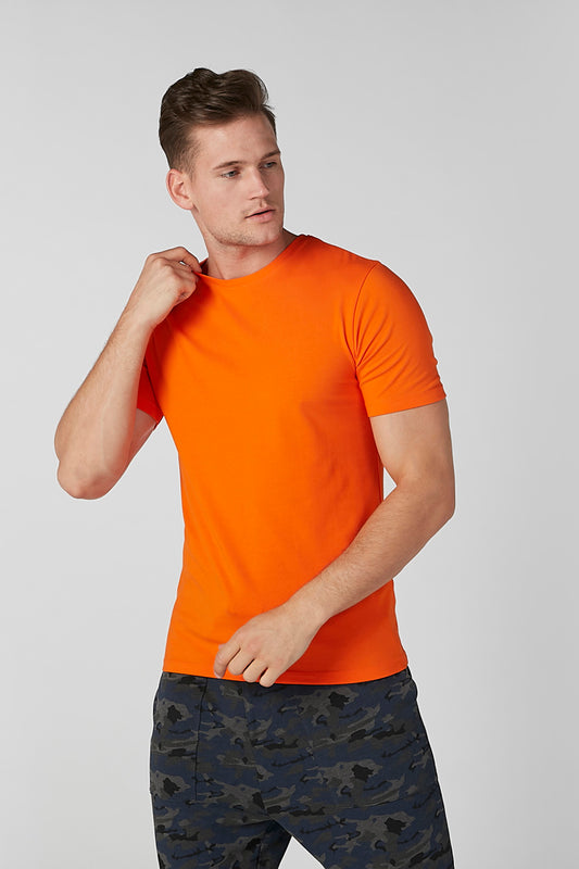 Plain T-shirt with Round Neck and Short Sleeves