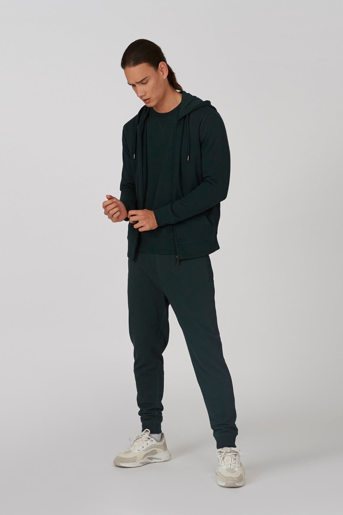 Plain Sweatshirt with Crew Neck and Long Sleeves