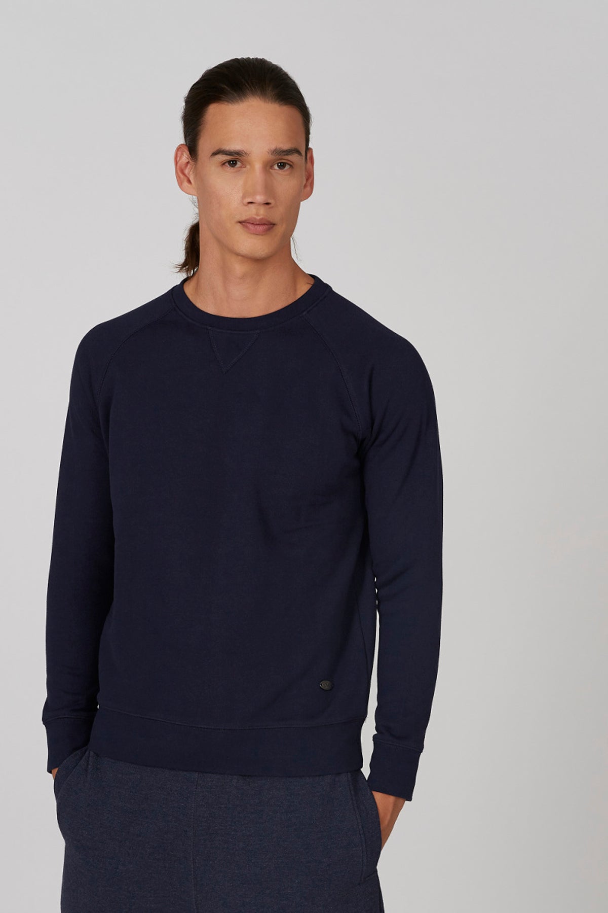Plain Sweatshirt with Crew Neck and Long Sleeves