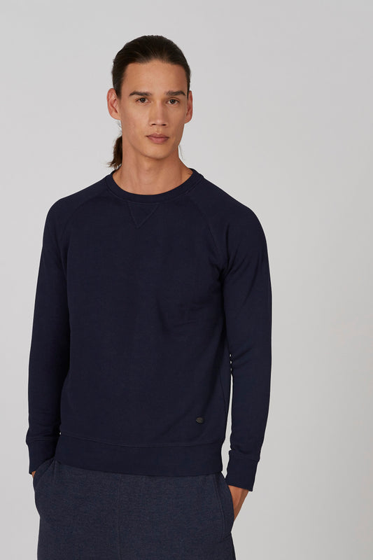Plain Sweatshirt with Crew Neck and Long Sleeves