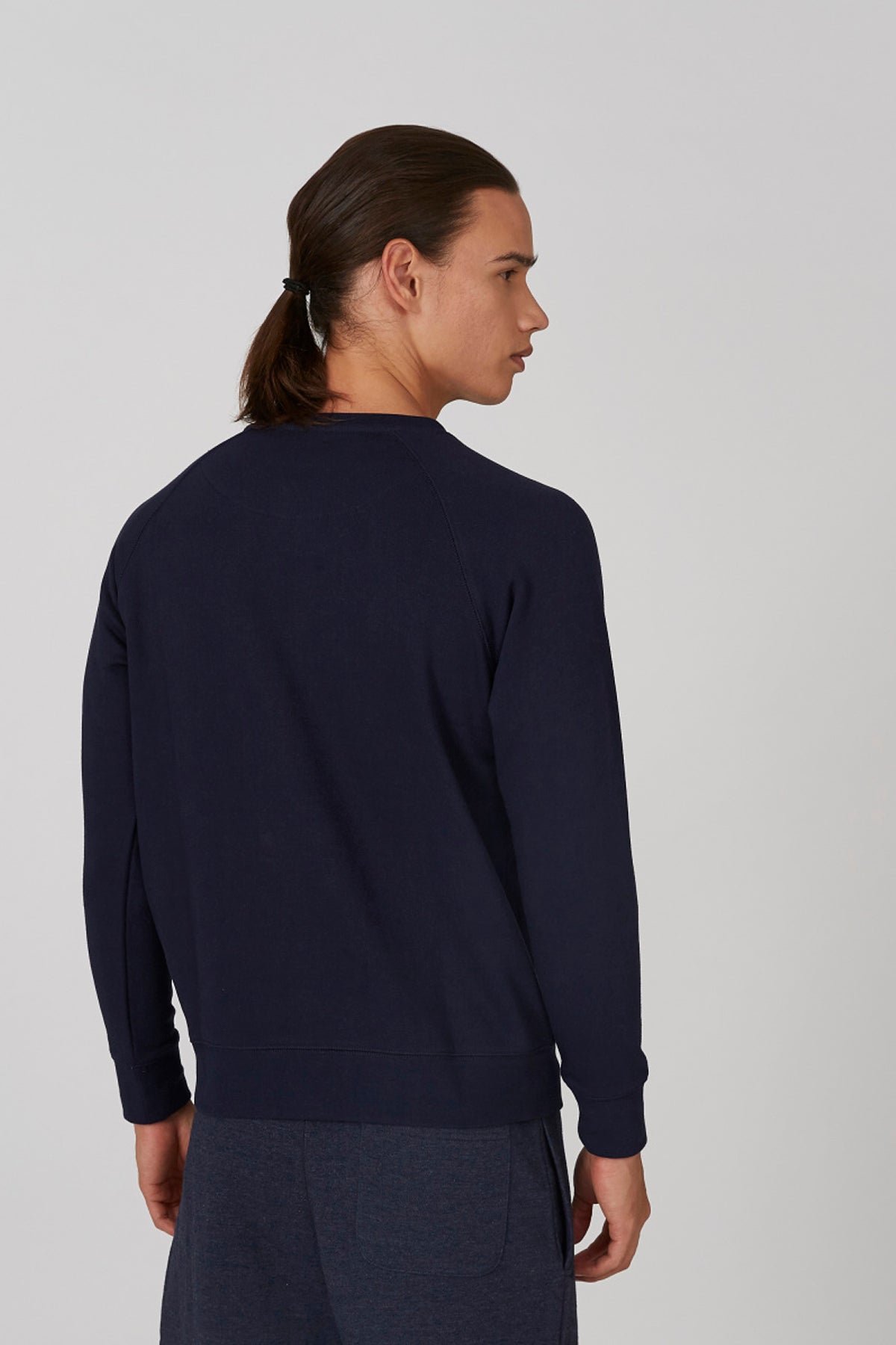 Plain Sweatshirt with Crew Neck and Long Sleeves