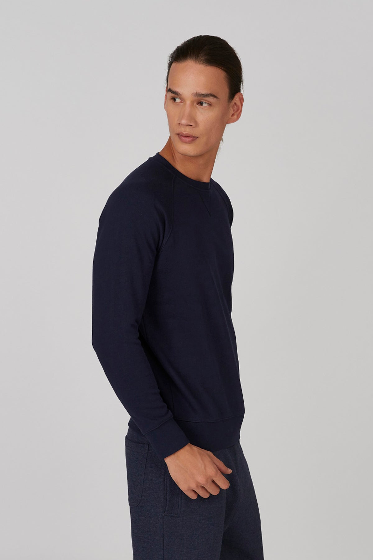 Plain Sweatshirt with Crew Neck and Long Sleeves