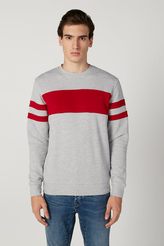 Plain Sweatshirt with Crew Neck and Long Sleeves