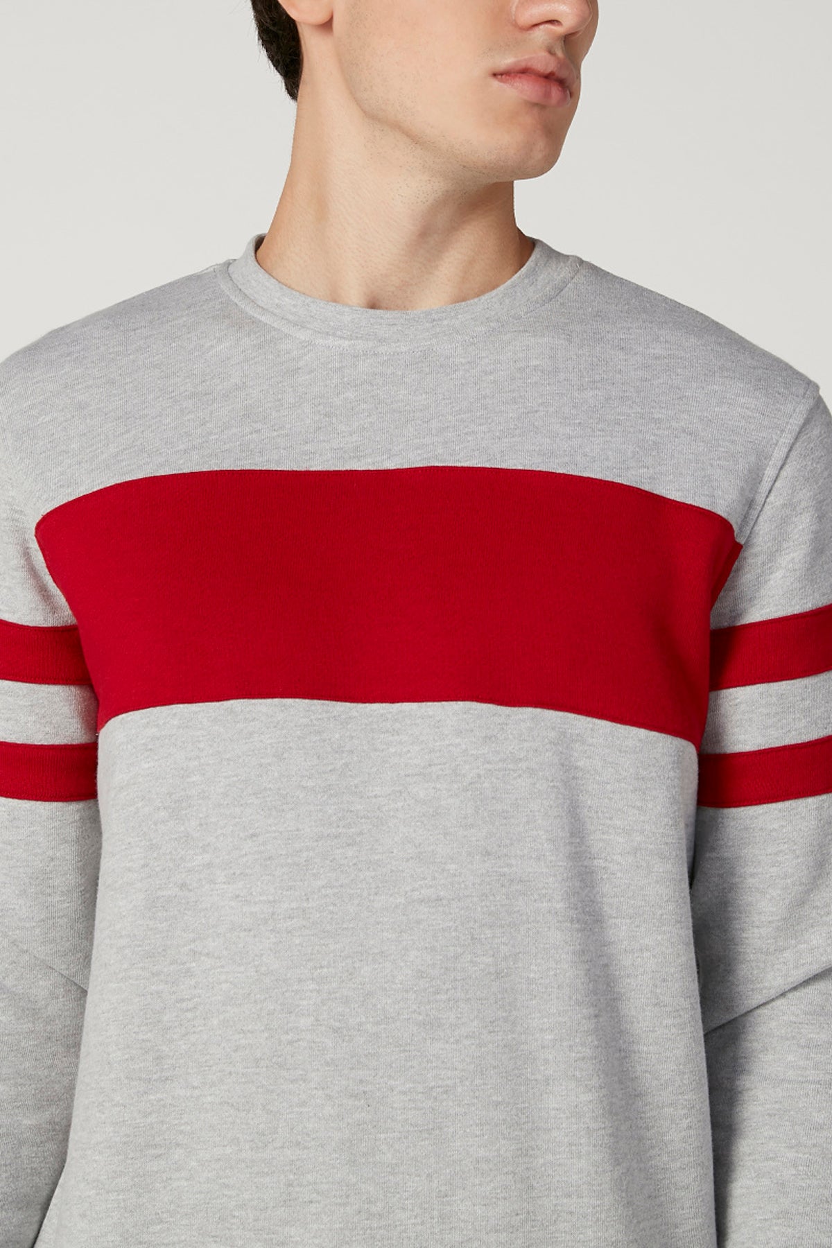 Plain Sweatshirt with Crew Neck and Long Sleeves