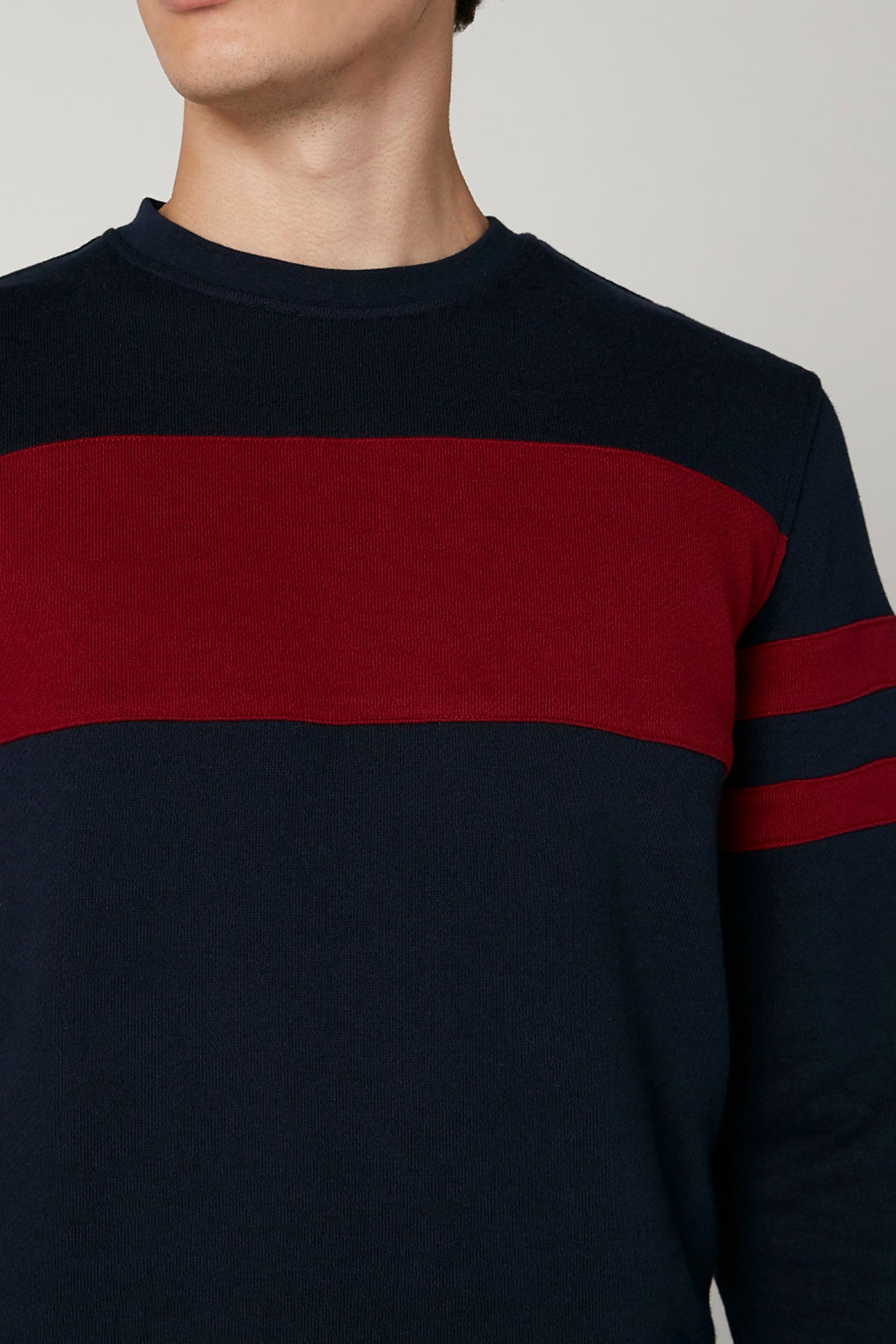 Plain Sweatshirt with Crew Neck and Long Sleeves
