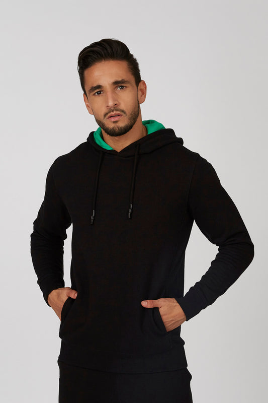 Plain Sweatshirt with Long Sleeves and Kangaroo Pockets