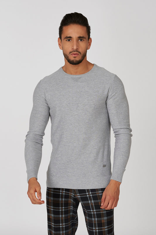 Plain Sweatshirt with Crew Neck and Long Sleeves