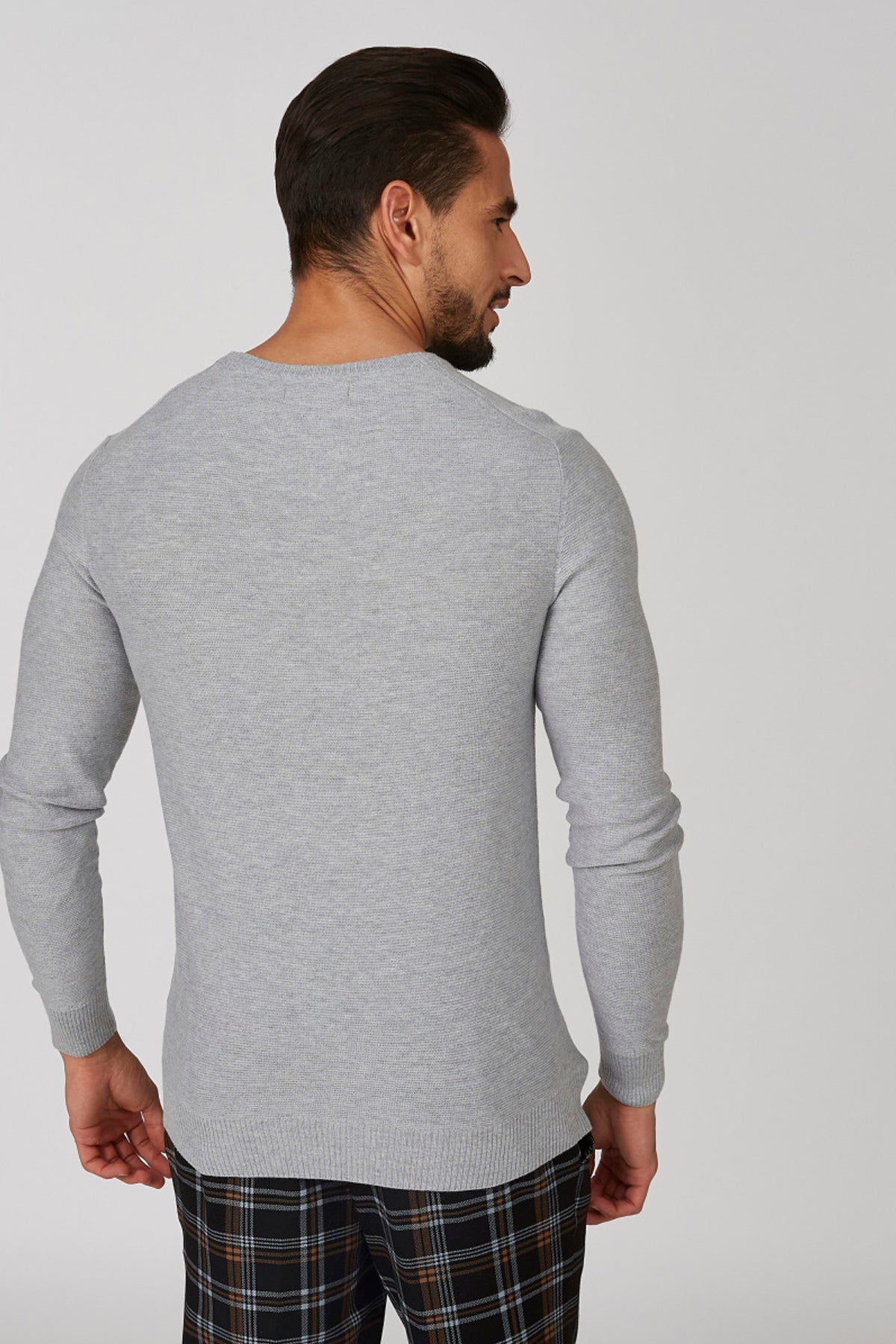 Plain Sweatshirt with Crew Neck and Long Sleeves