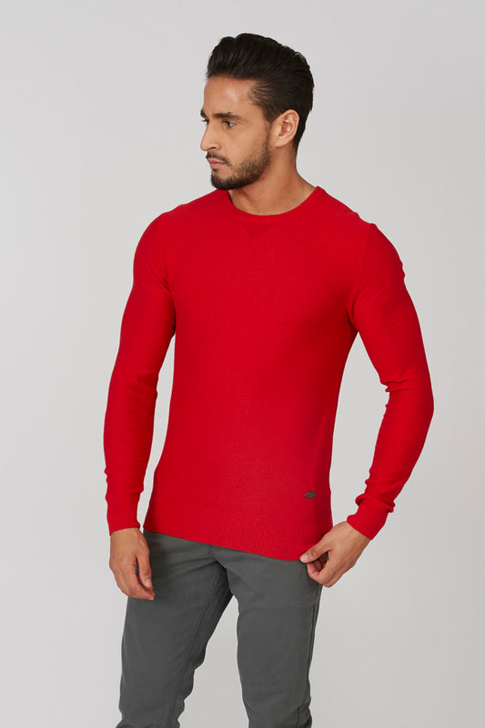Plain Sweatshirt with Crew Neck and Long Sleeves