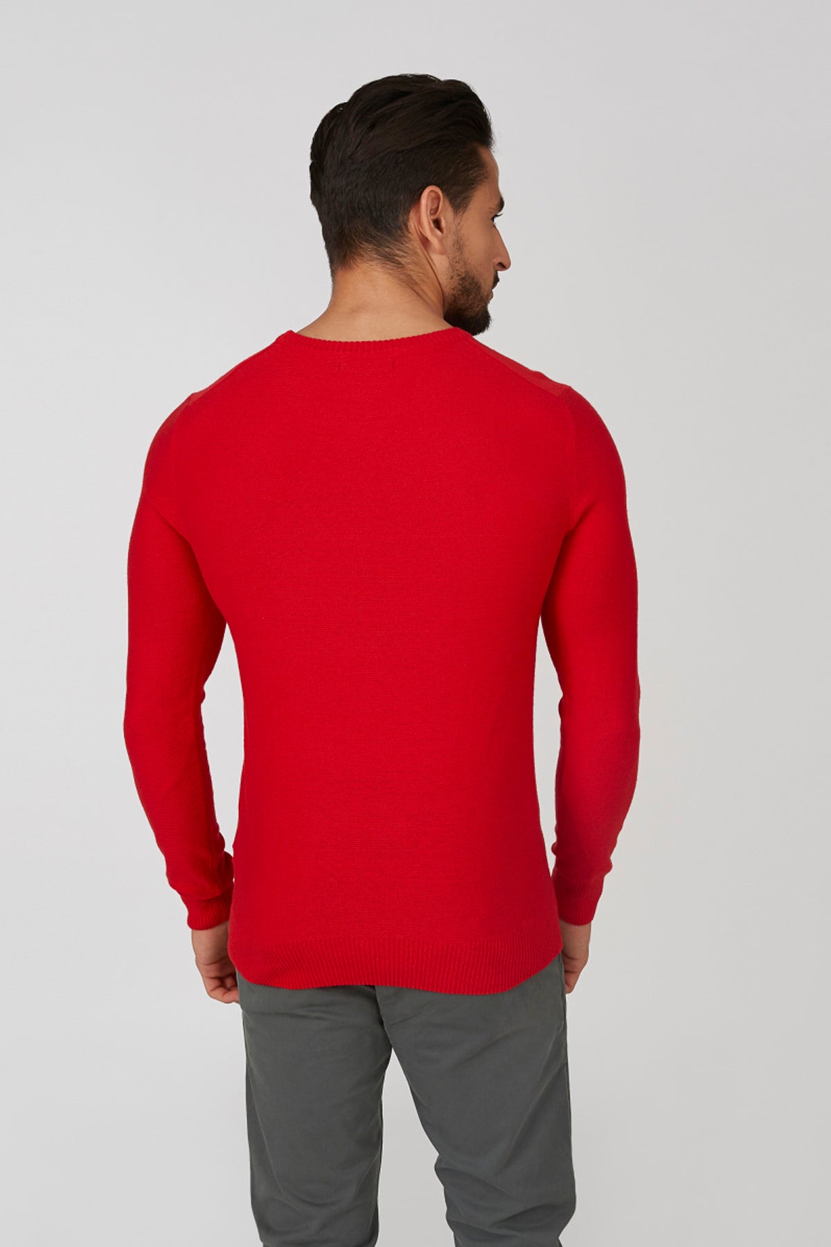 Plain Sweatshirt with Crew Neck and Long Sleeves