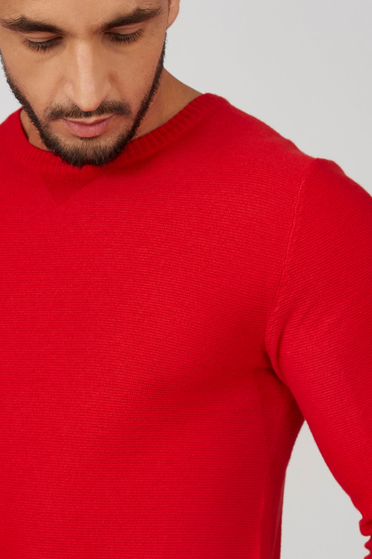 Plain Sweatshirt with Crew Neck and Long Sleeves