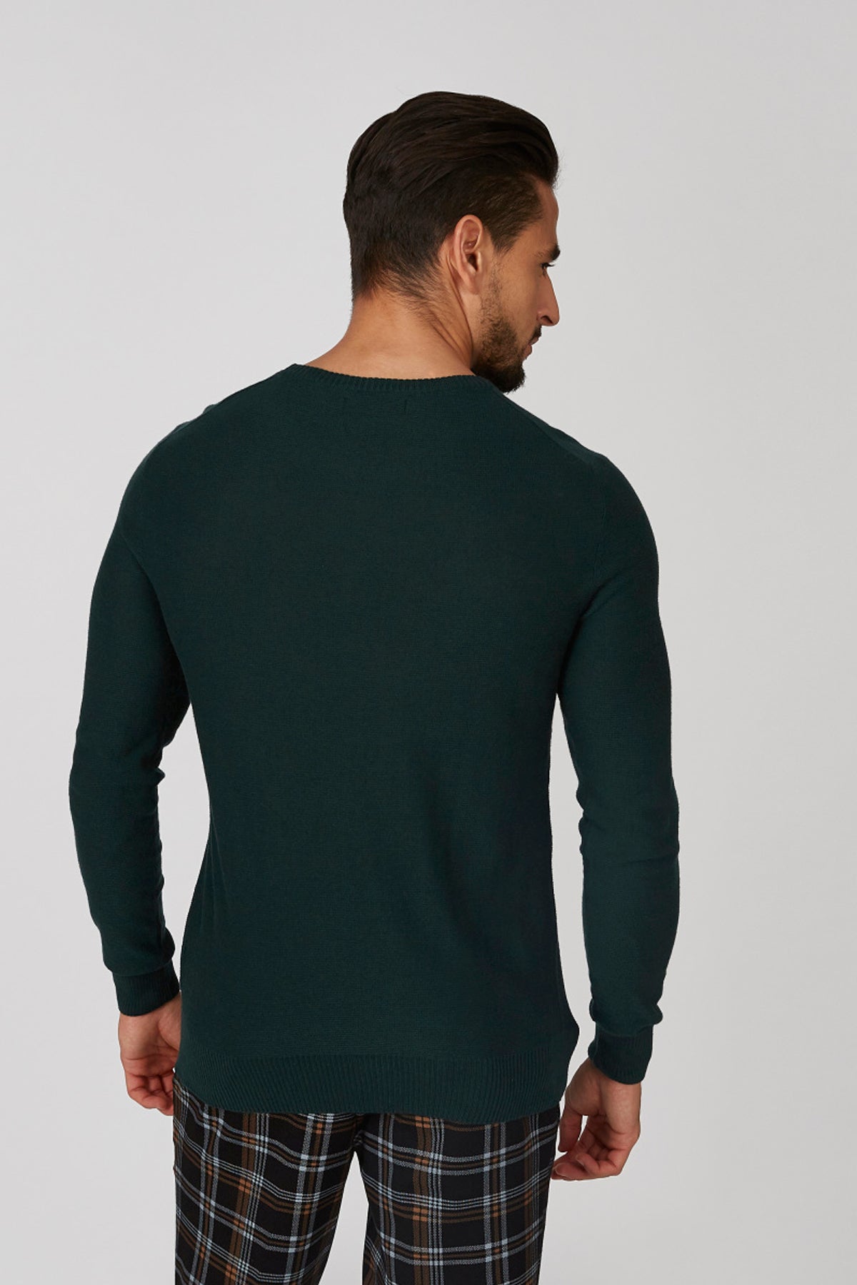 Plain Sweatshirt with Crew Neck and Long Sleeves