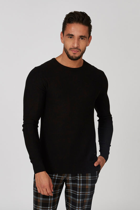 Plain Sweatshirt with Crew Neck and Long Sleeves