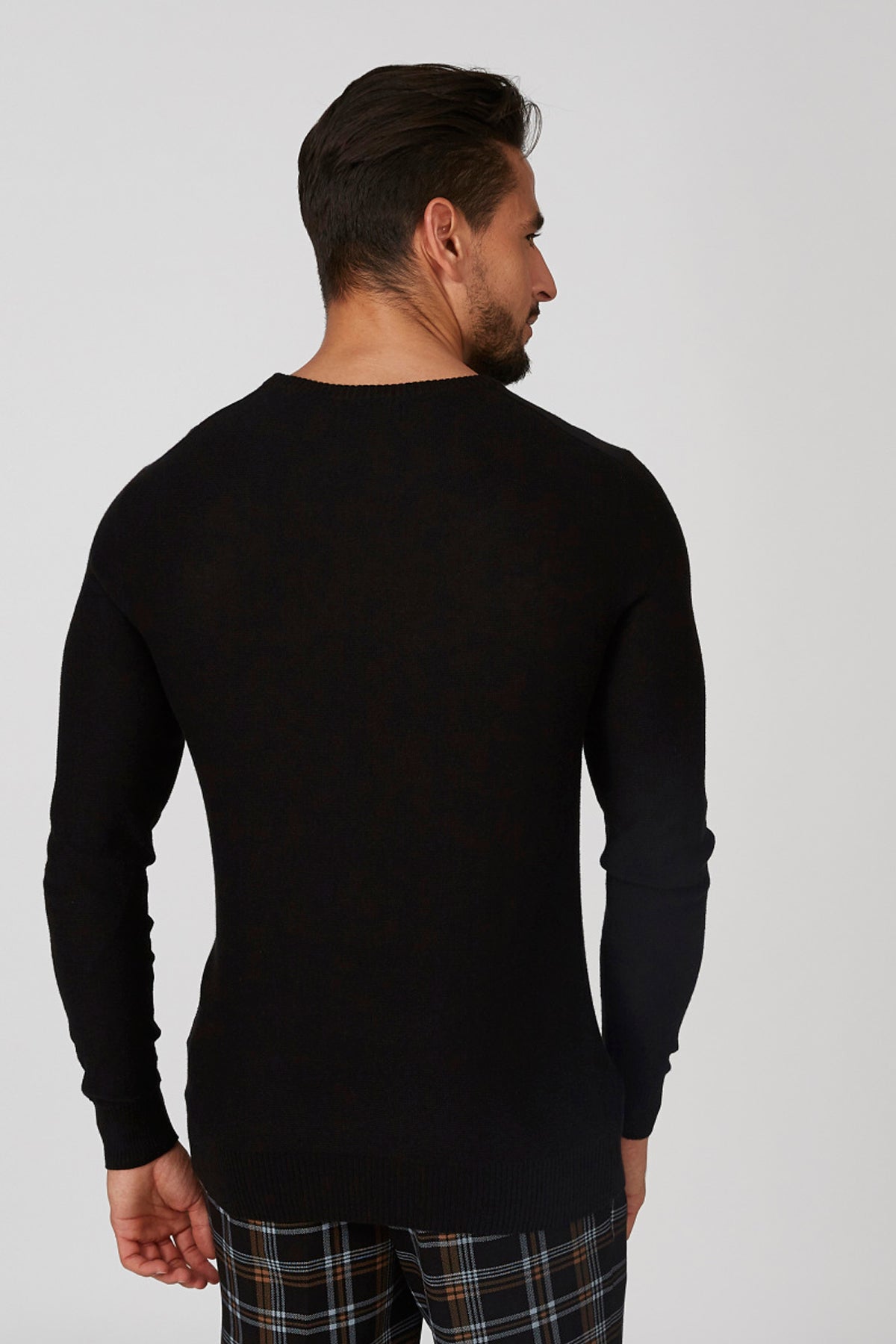 Plain Sweatshirt with Crew Neck and Long Sleeves