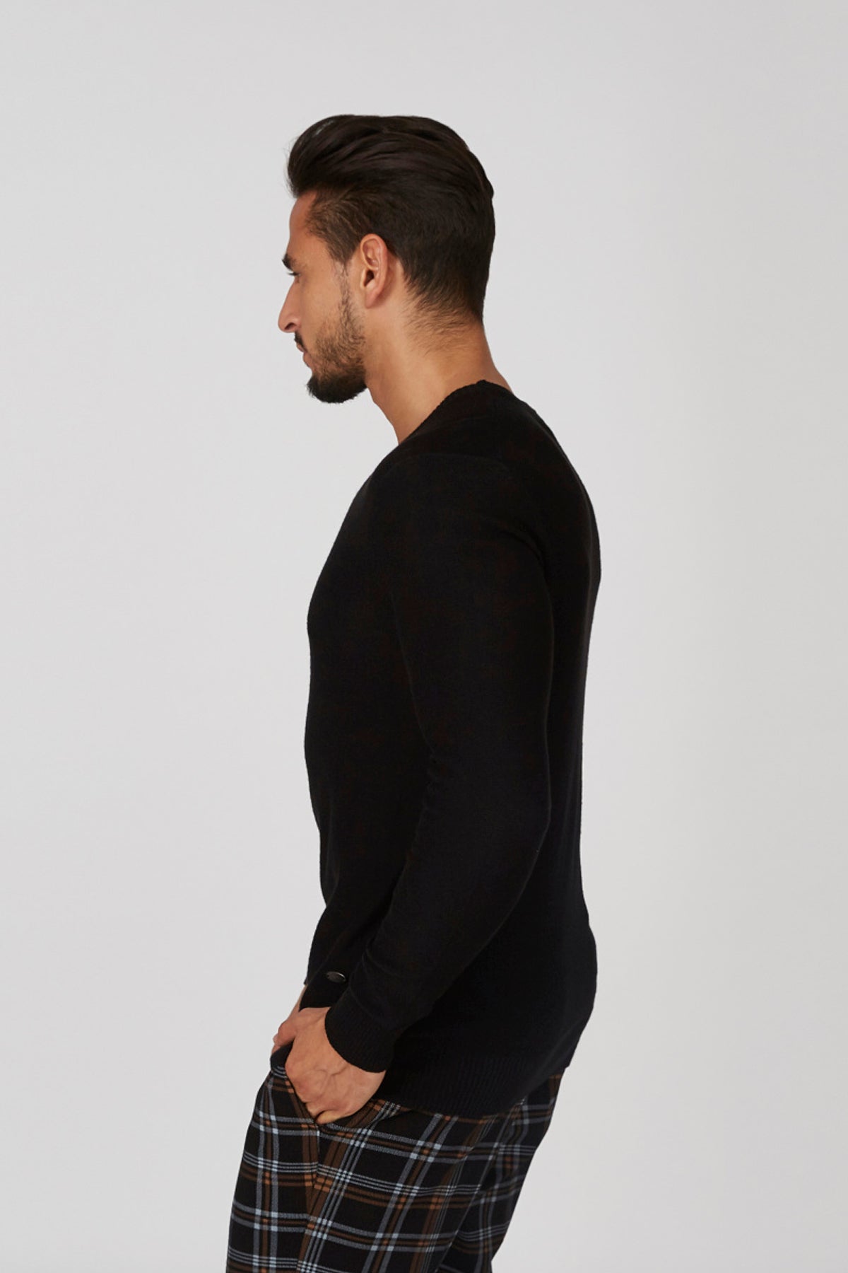 Plain Sweatshirt with Crew Neck and Long Sleeves