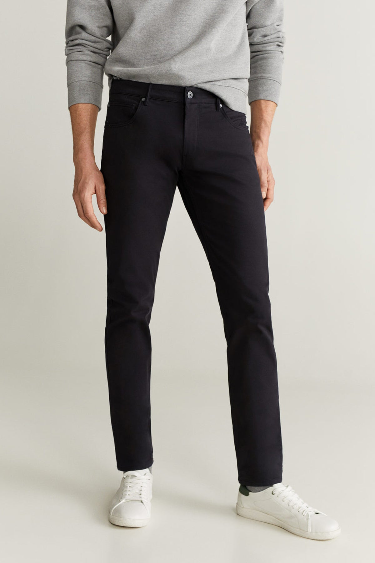 Slim Fit Denim-Effect Serge Trousers