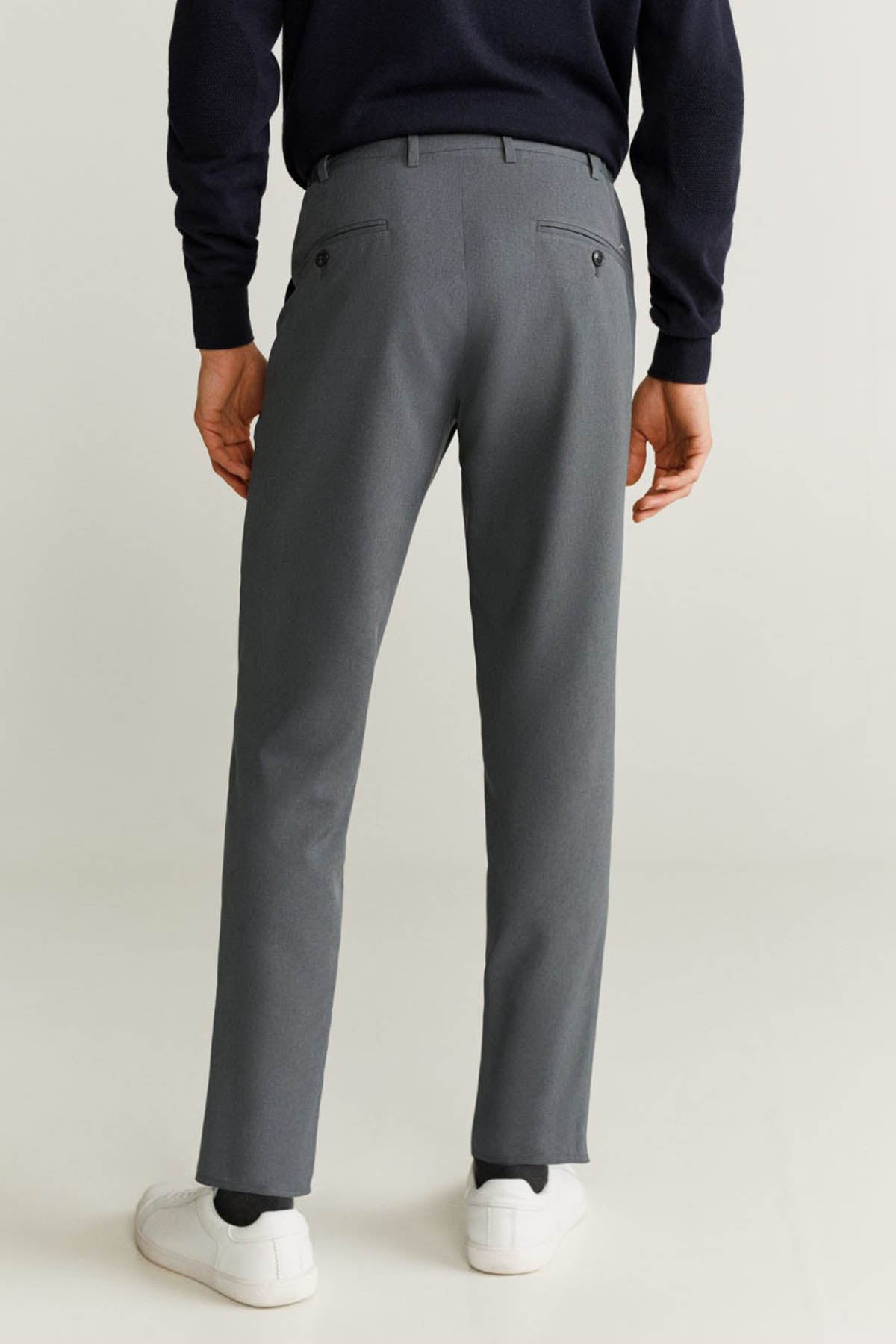 Slim Fit Cropped Elastic Waist Trousers