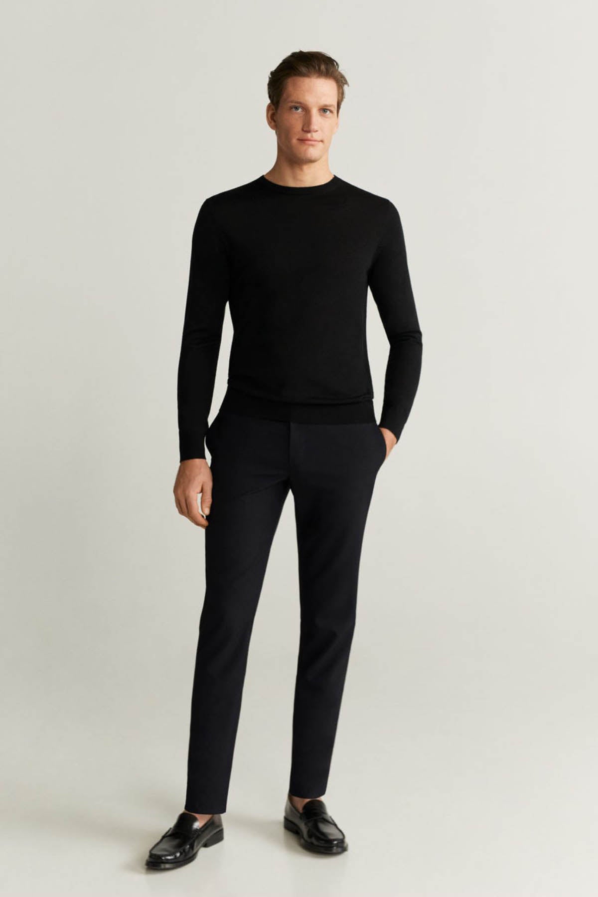 Slim Fit Cropped Elastic Waist Trousers