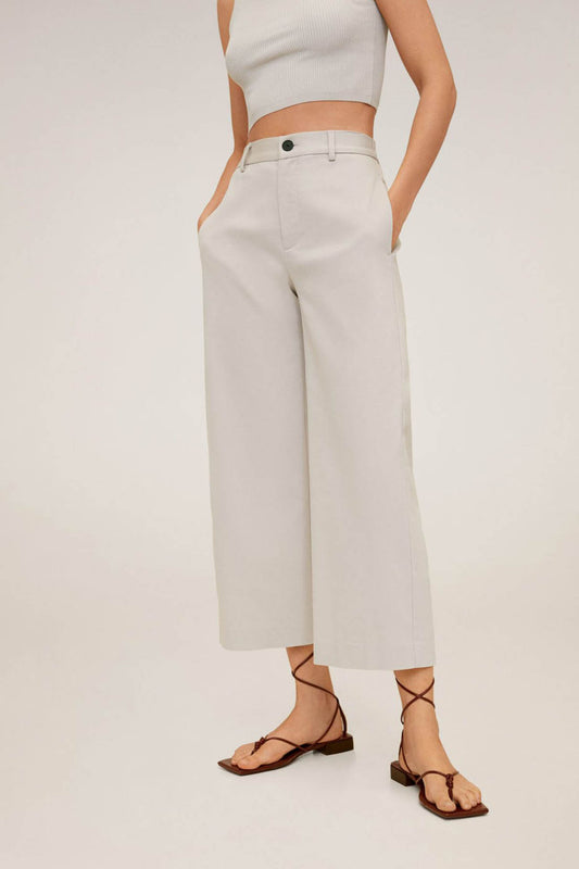 Relaxed Fit Cropped Trousers