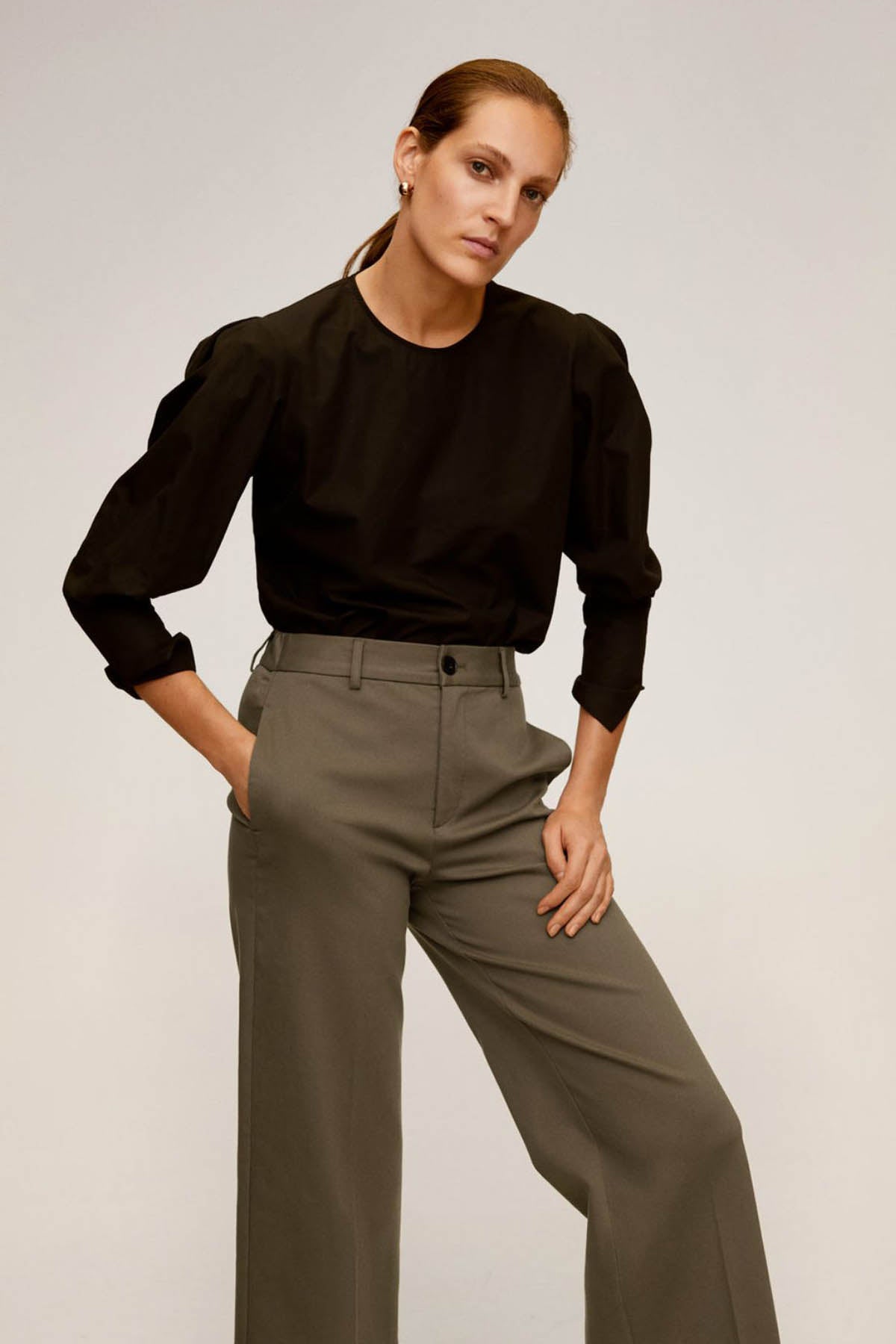 Relaxed Fit Cropped Trousers