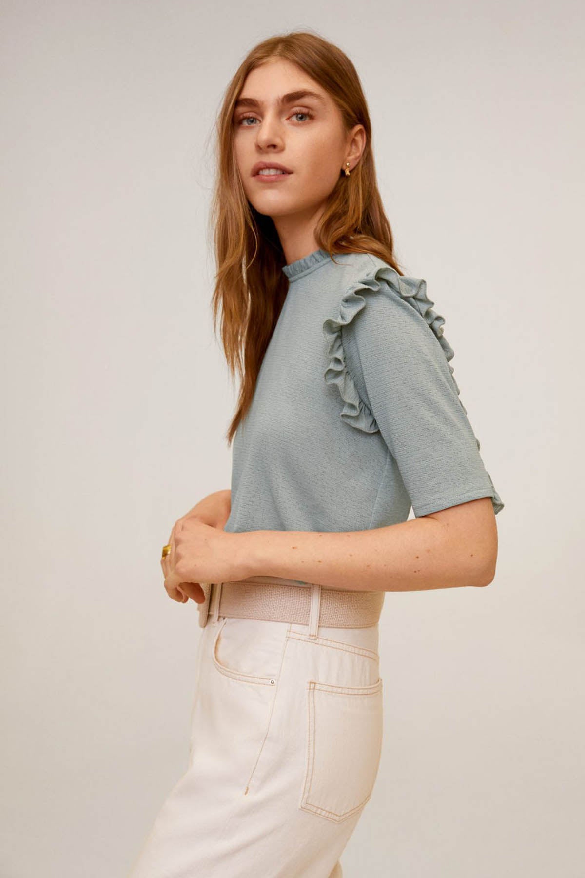 Ruffle Textured T-Shirt