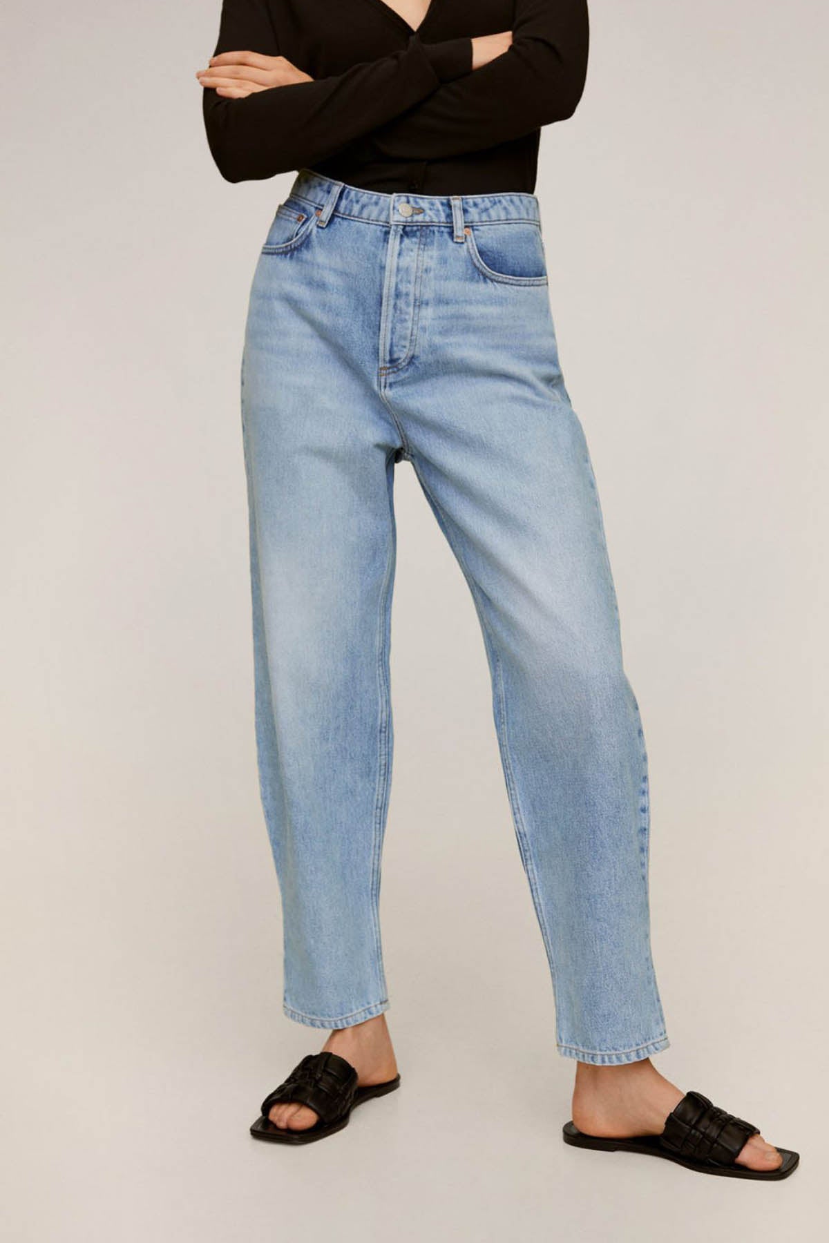 Medium Wash Fit Balloon Jeans