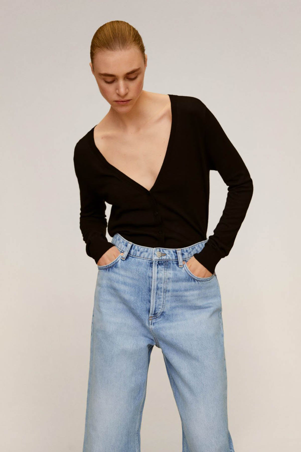 Medium Wash Fit Balloon Jeans