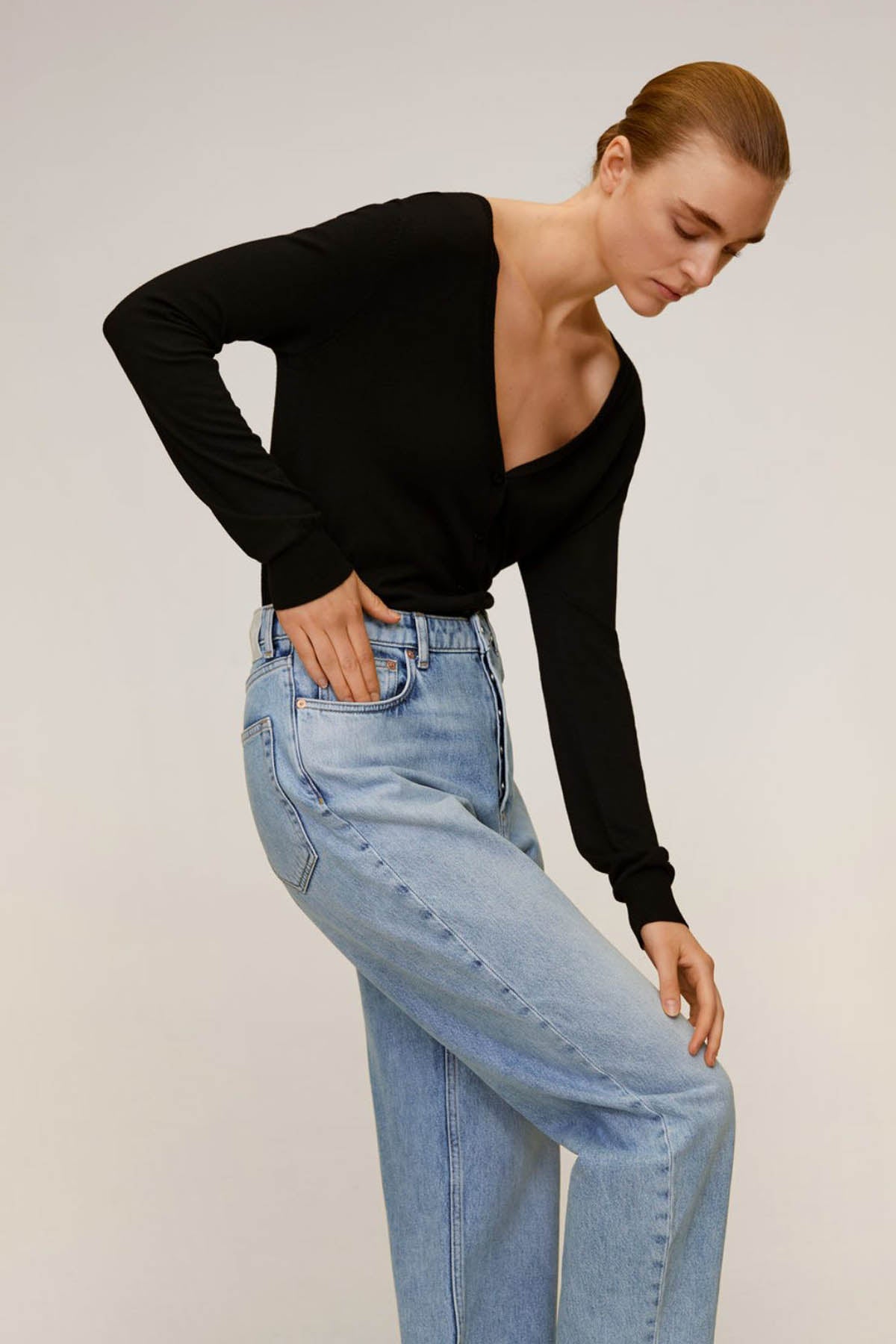 Medium Wash Fit Balloon Jeans