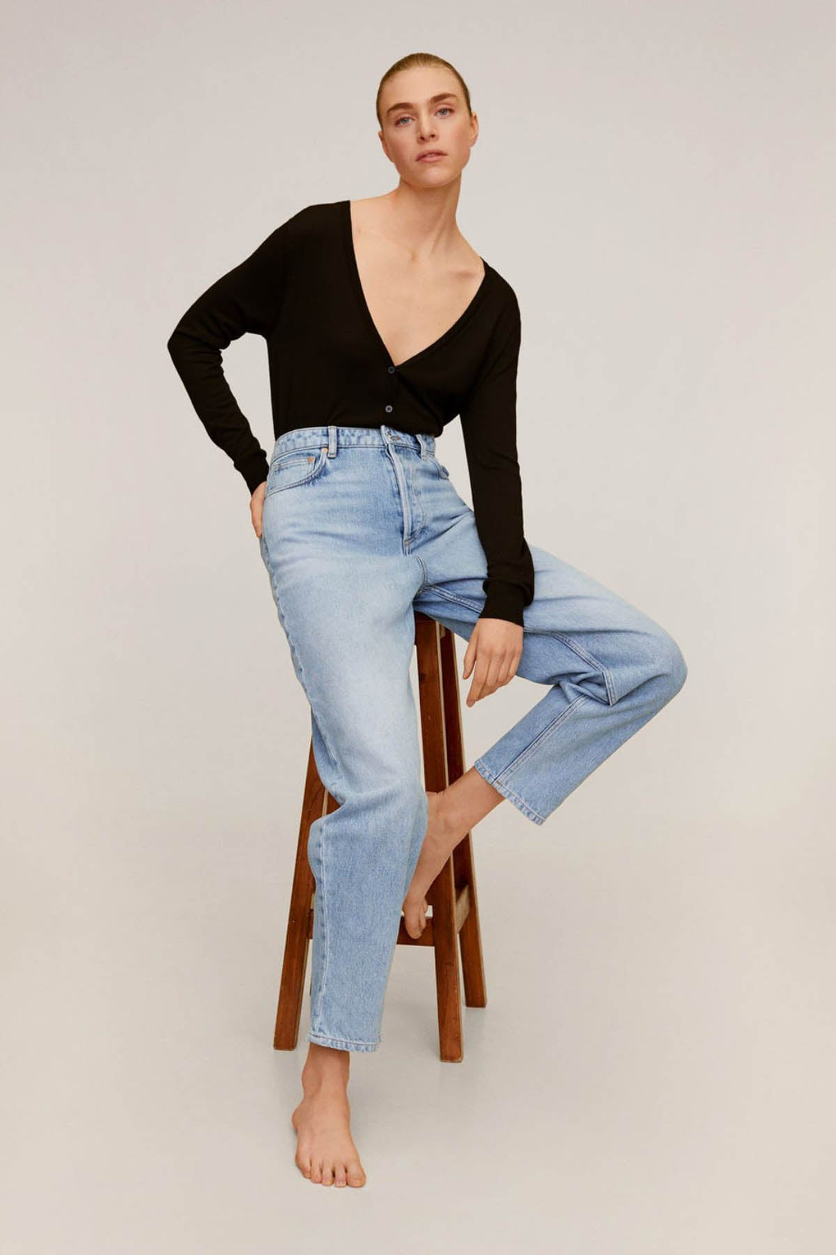 Medium Wash Fit Balloon Jeans