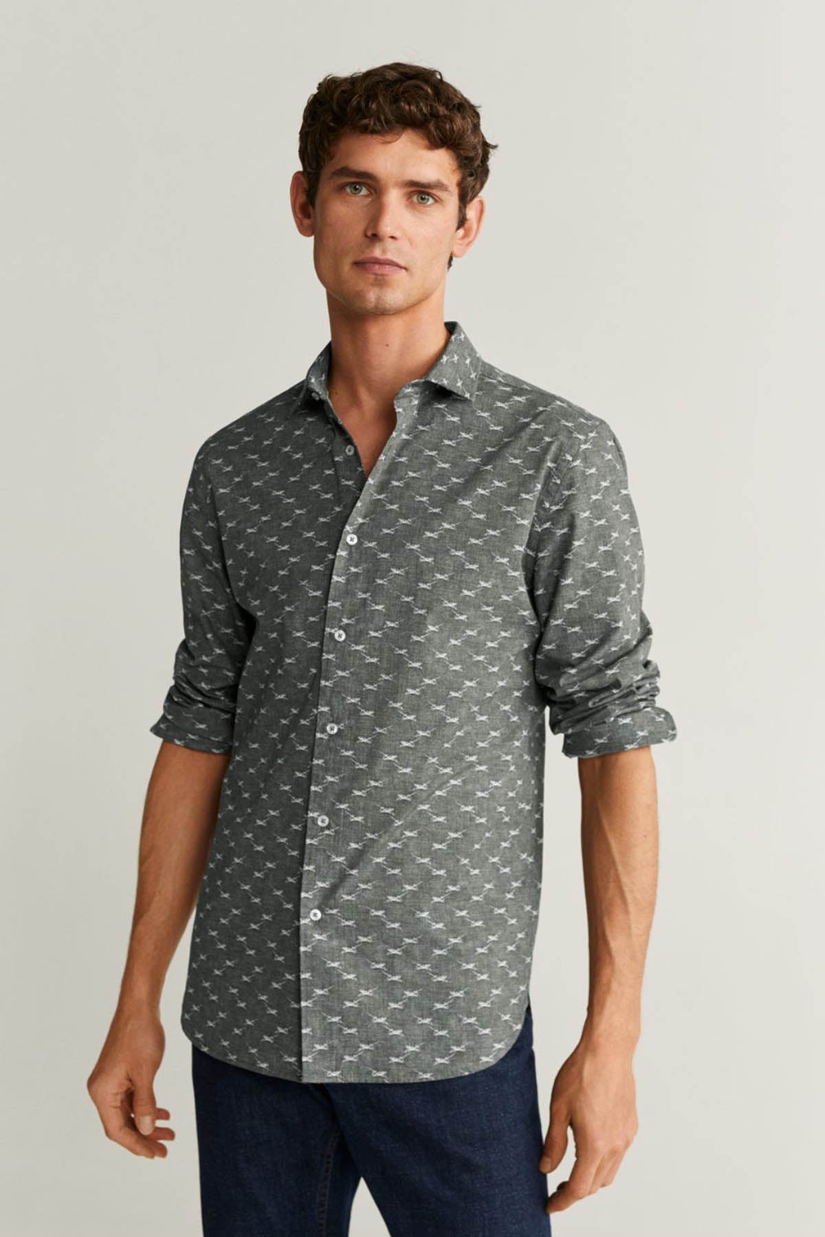 Slim Fit Printed Cotton Shirt