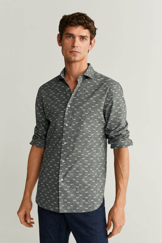 Slim Fit Printed Cotton Shirt