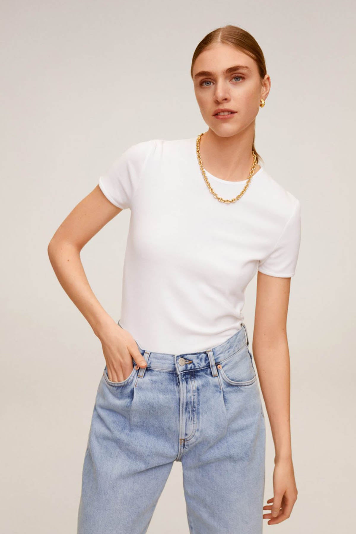 Ribbed Cotton T-Shirt