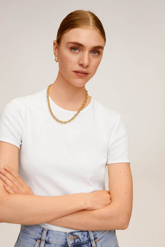 Ribbed Cotton T-Shirt