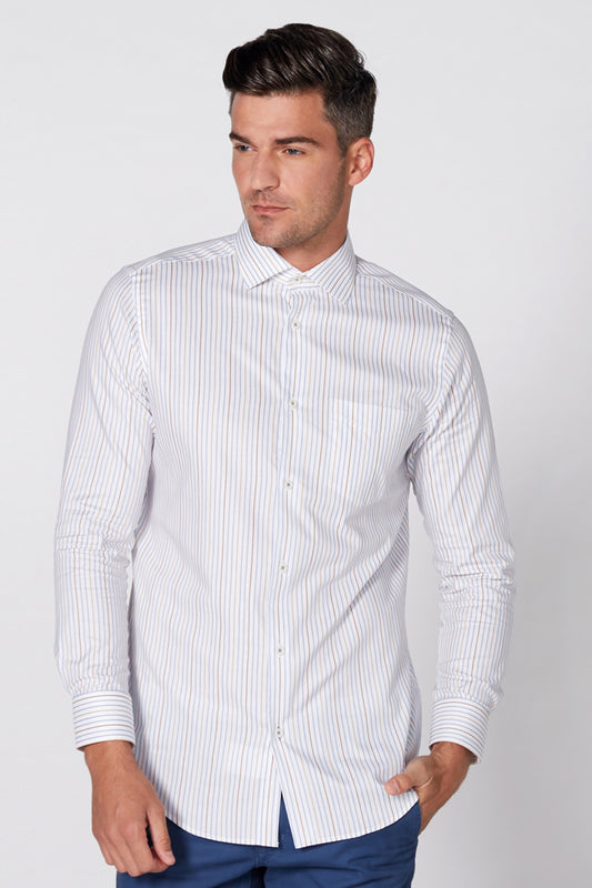 Striped Shirt with Long Sleeves and Complete Placket