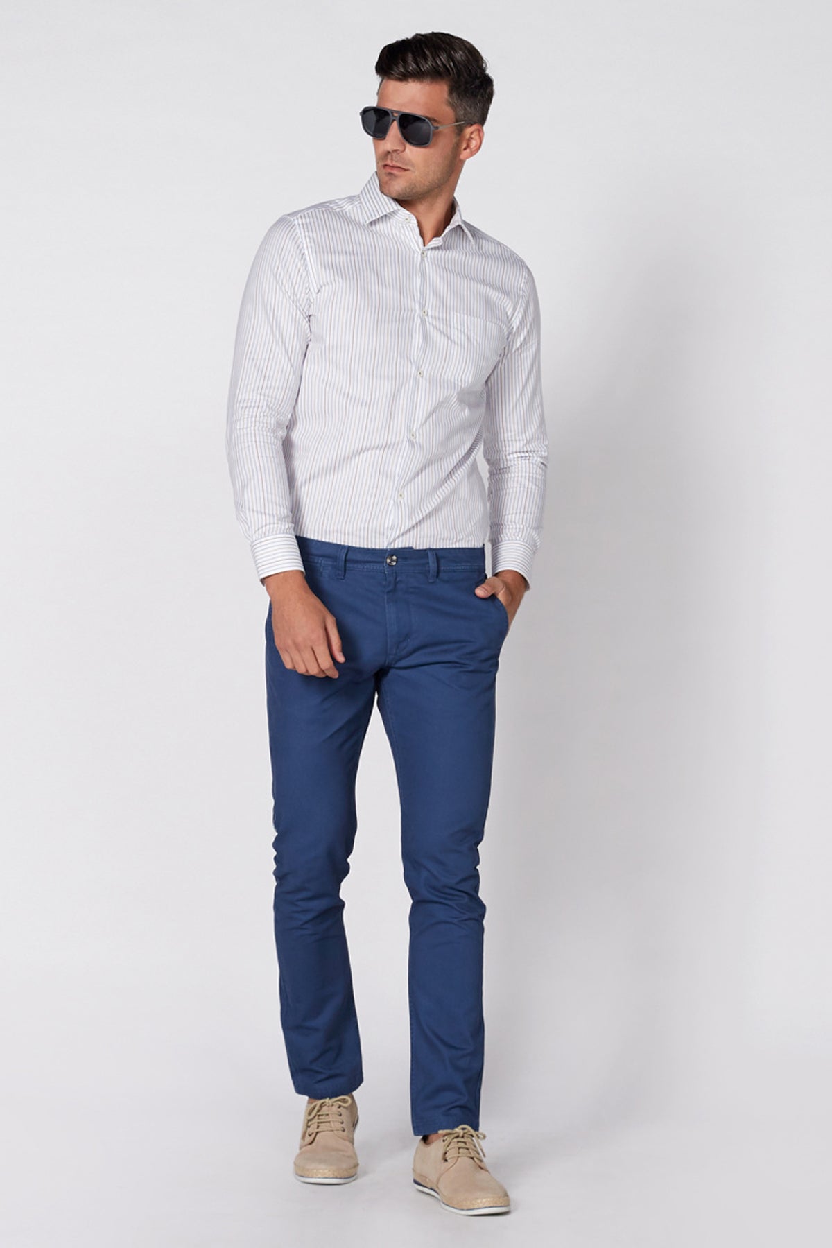 Striped Shirt with Long Sleeves and Complete Placket